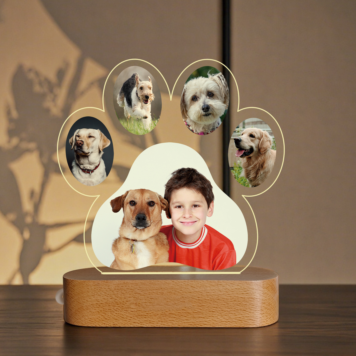 Bedroom Bedside Table Lamp With Pet Paw Printcustomizable Night Light